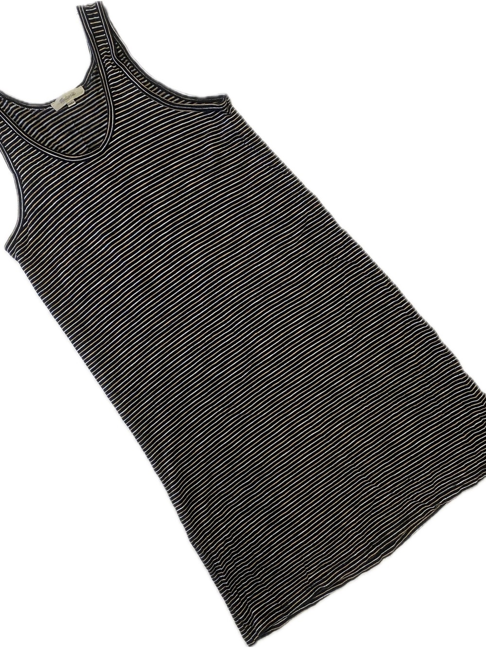 Madewell Black & White Striped Midi Tank Dress